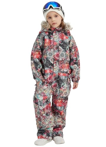 Image of Kids Girls Boys Waterproof Colorful One Piece Snowsuits Coveralls Ski Suits Jackets Winter Jumpsuits