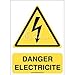 AUA SIGNALETIQUE - Autocollant ISO 7010 Danger, Electricité W012-AI - 75x105 mm, Vinyl adhésif