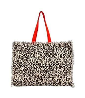Seamar Borsa Mare New Maculato con Zip 100% Cotone Canvas 48x38x16cm Borsa Spiaggia (Sabbia)