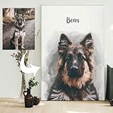 ZXH Toile Personnalisée avec Prenom,Affiche Personnalisée De Portrait d'animal Familier,Cadeau De Noël,Peinture sur Toile,Impression d'art De Chien,décor De Salon (15x20cm)
