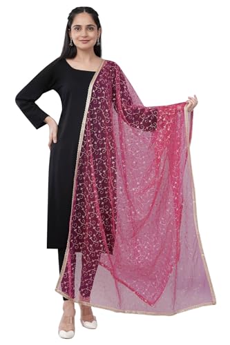 Lightweight Gold Jaal Embroidered Net Dupatta/Sheer Shawl/Scarf/Wrap