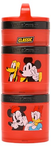 Image of Whiskware Disney Mickey Mouse and Friends Stackable Snack Containers for Babies, Toddlers, and Kids, 3 Stackable Snack Cups for School and Travel, Cupholder Friendly, Classic!