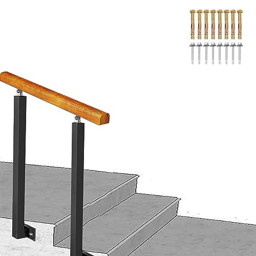 Rampe d'escalier extérieure en fer forgé réglable noire de 130 cm - 2