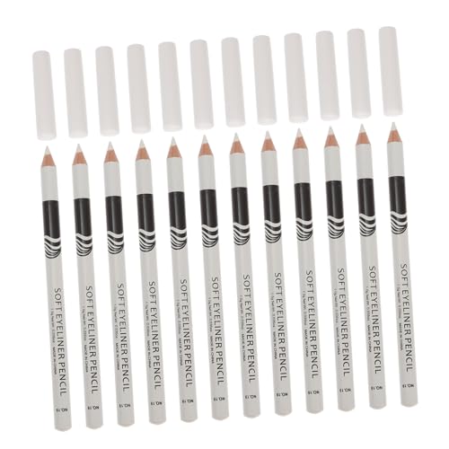 TOGEVAL 12 piezas Lápiz de Ojos Delineador de Alta Iluminación Blanco Cosméticos Impermeables para Maquillaje y Portátil de Herramientas de