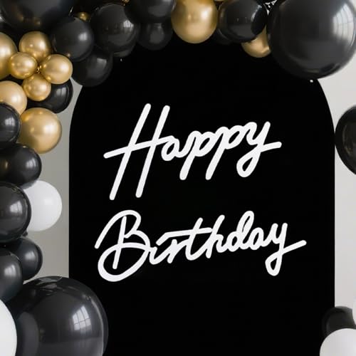 Tablero Fondo para Letrero Decoracion Cumpleaños, Letrero Happy Birthday, Fieltro, Puntos Adhesivos Incluidos, Perfecto para Fondos de Fiestas de Cumpleaños y Decoraciones de Pared (Blanco)