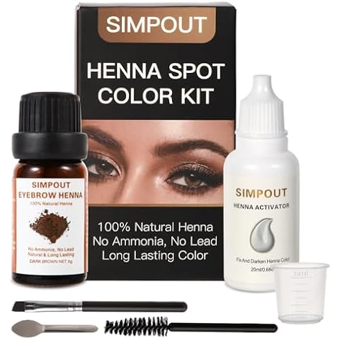 Simpout Spot Color Henna Hair Kit - 6 grams Powder & Henna Activator, Professional Spot Coloring Henna Hair Kit, Covers Grey Hair, Water and Smudge Proof, No Ammonia, No Lead (Dark Brown 2.0) Cover