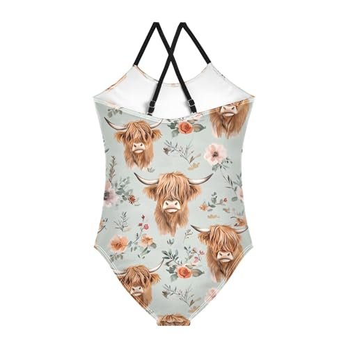 Image of Girls One Piece Swimsuits, Lion Beach Bathing Suit Sport Halter Swimwear, 3T