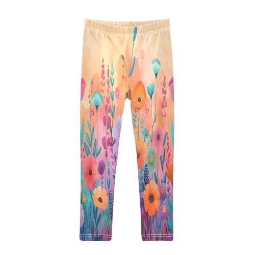 Toddler Girls Leggings Printed Yoga Pants Leggings Cartoon Wildflowers for Kids