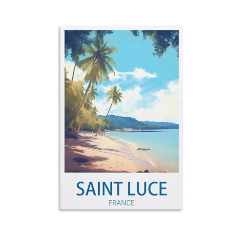 PuPLuM Affiches de voyage vintage Martinique Sainte Luce France – Affiches sur toile pour décoration d'intérieur : salon, 50 x 75 cm