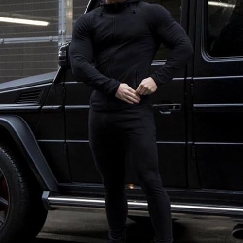 GYMELITE Agasalho Esportivo Masculino X-Large Preto com Manga Comprida e Jaqueta com Zíper Completo