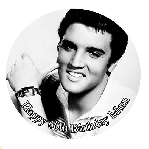 Print4you Décoration de gâteau personnalisée en papier de sucre Motif Elvis Bleu clair 19 cm Cover