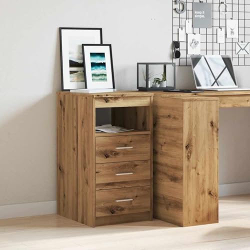 Vetnasa Cajonera de Madera de ingeniería Roble Artisan 40x50x76 cm Mobiliario, Armarios y Almacenamiento, Taquillas y armarios de Almacenamiento Marrón 21,5 KG