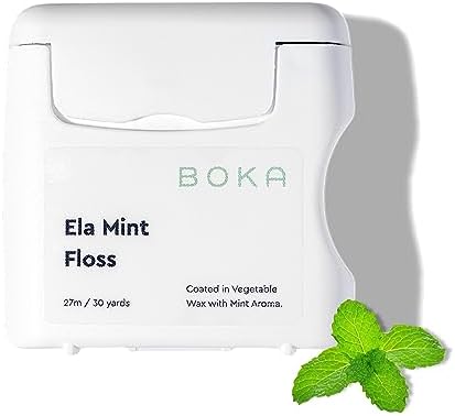 Boka Ela Mint Woven Dental Floss, Made from Natural Vegetable Wax, Teflon-Free and Petroleum-Free, 30 Yards of Waxed Floss (Pack of 1)