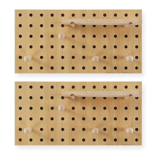UMICAL Beige Wood Pegboard Modular Display Wooden Pegboard Combination Wall