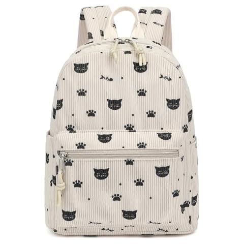 Xunteny Corduroy Mini Backpack Purse for Women Girls, Fashion Small Backpack for Adults Teens Kids School Travel (Cat) Cover
