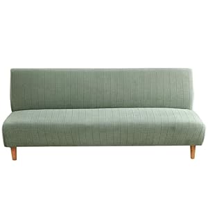 Armless Sofa Bed Cover, Futon Cover Stretch Armless Sofa Covers Foldable Futon Slipcover Furniture Protector (Color : LightGreen, Size : Small)