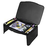 Folding Lap Desk, Laptop Desk, Breakfast Table, Bed Table, Serving Tray - The lapdesk Contains Extra Storage Space and dividers & Folds Very Easy, Great for Kids, Adults, Boys, Girls, (Black)