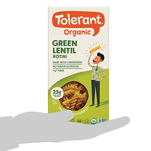 Tolerant Organic Gluten Free Rotini Pasta Variety Pack (Green Lentil, Red Lentil, Chickpea), 8oz - Case of 3, Plant Based Protein, Vegan Pasta, Single Ingredient Protein Pasta, Whole Food, Clean Pasta