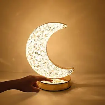 MyLifeUnit Moon Table Lamp for Bedroom,Romantic Moon Night Light with 3 Colors Modes Dimmable Touch Rechargeable Nightlight,LED Beside Lamp for Living Room,Nursery,Office Decor