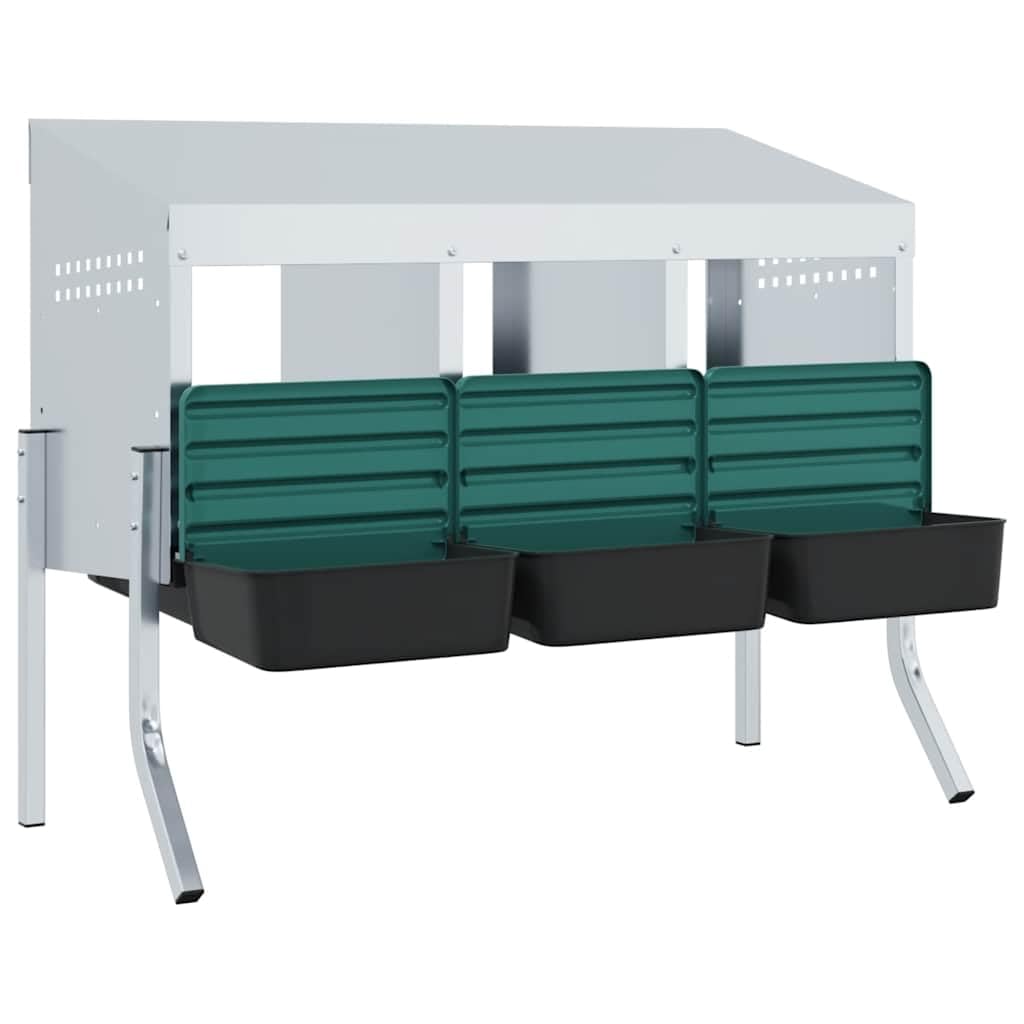 Nido per polli, 4 scomparti, con gambe in acciaio zincato, 110 x 50 x 68 cm, resistente alle intemperie, con regolazione flessibile dell'altezza delle gambe, per interni ed esterni, comoda