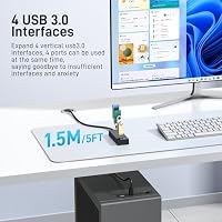Yinker USB 3.0 Hub 4 Port mit 1.5m Kabel und USB-C Stromversorgung – Ansicht 2