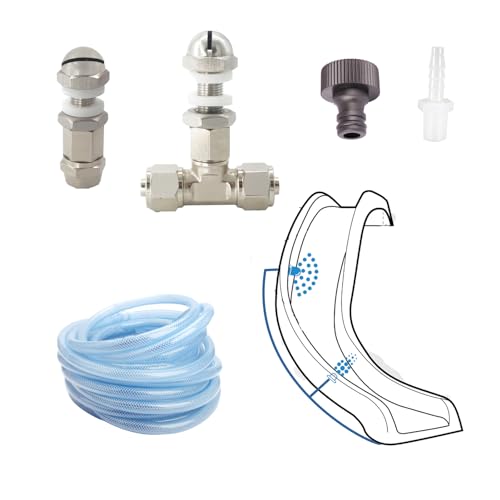 Pool Slide Spray Kit, Pool Spray Kit with Hose Adaptor, Swimming Pool Slide Replacement Parts, Durable Stainless Steel Pool Spray Nozzles and Fittings,Leak-free and Easy Install Water Slide Spray kit.