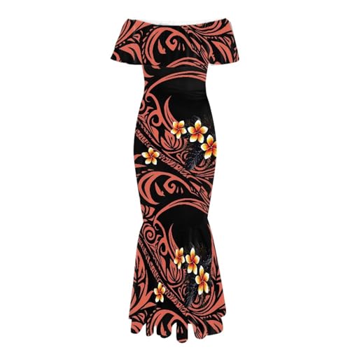 Image of Polynesian for Women S-7XL Off Shoulder Maxi Dress Hawaiian Summer Dresses