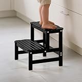 COSYLAND Tritthocker mit 2 Stufen | Kindertreppchen Schemel | Kindermöbel für Bad, Küche, Kinderzimmer ab 2 Jahre | Toilettenhocker (Schwarz)