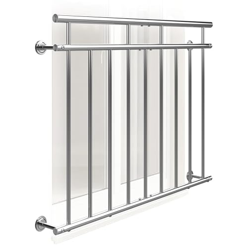MONZANA® Balustrade de balcon français 128 cm acier inoxydable main courante garde-corps sécurité fenêtre barreaux