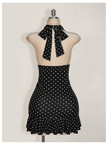 Floerns Women's Plus Size Polka Dots Mini Dress Halter Neck Open Back Vintage Dresses2