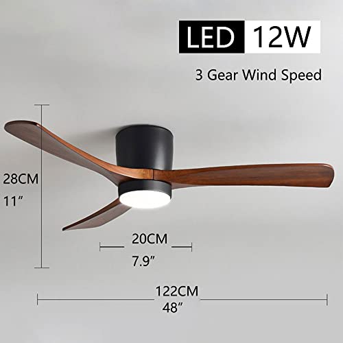 Ventilateur de plafond moderne avec lampe LED dimmable et télécommande