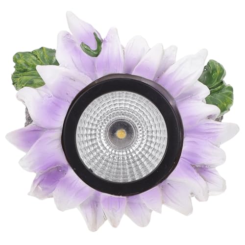 DIYEAH Farola Solar Exterior Lámpara De Flor De Piedra Decoración Solar Para Hogar Luces Para Exterior