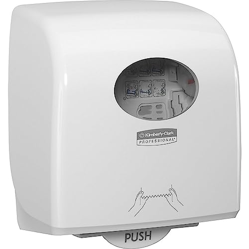 Aquarius Slimroll Papierhandtücher Rollenspender 7955, weißes Papiertuchspender mit berührungsfreier Ausgabe, für stark frequentierte Waschräume und weniger Kreuzkontamination, 1 x Papiertuchspender