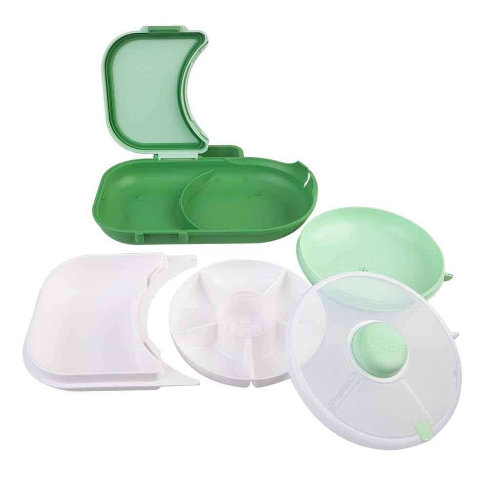 Gobe Kids – 2-in-1 Lunchbox mit kleinem Drehverschluss, Salbeigrün