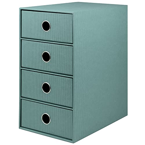 Rössler SOHO 4er Schubladenbox aus Papier | Büro Organizer Schreibtisch | Schubladen Organizer Büro Zubehör & Bürobedarf | Schreibtisch Organizer Box | 18 x 25 x 32 cm | 1 Stück | Farbe: Grün | Opal