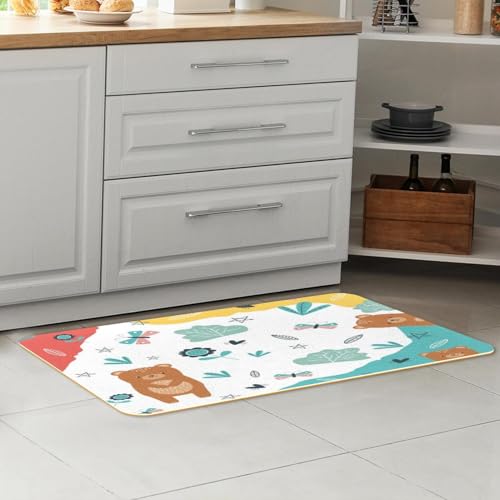Alfombrillas de cocina absorbentes lavables con diseño de oso 7