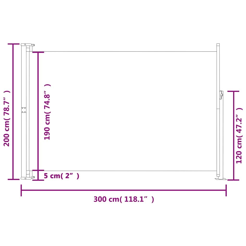 Wysuwany Boczny Ekran Zasłaniający Patio, Odporny na Promieniowanie UV i Warunki Pogodowe Zewnętrzny Boczny Parasol Przeciwsłoneczny do Patio, Tarasu i Podwórka (200 x 300 cm)