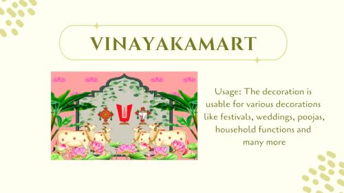 Image of Background Decoration Cloth | Venkateswara Swamy Pastel Pink Pooja Backdrop with Divine Kamadhenu & Lotus Garden 5x8 Feet |varamahalakshmi Pooja Background