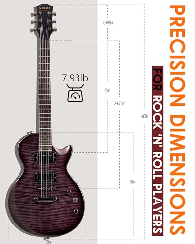 Image of AKLOT 24-Fret Electric Guitar Kit, 40 inch Single Cut (LP Style), Modern Playability Coil-Split Humbucker Pickups, 18:1 Tuning Pegs,W /Guitar Accessories Gig Bag,Cable,Strap,Picks,Strings,Tuner,Book
