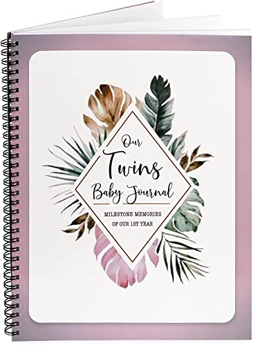 Image of NovaaLife Twins Pregnancy Hardcover Journal with cute stickers - Pregnancy Journey & First 12 Months of Baby Milestones - Pregnancy Book Essentials - Twins baby gifts - Twins baby items - 34 pages