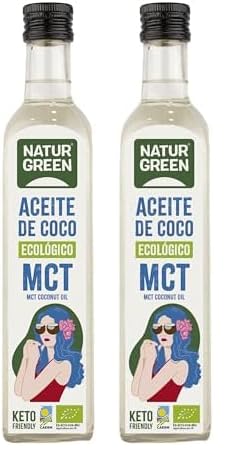 NATURGREEN - Aceite de Coco MCT Bio Ecológico, Para Recetas, Elaboración de Platos, Sustituto de Mantequilla, Cocinar y Hornear (Paquete de 2)