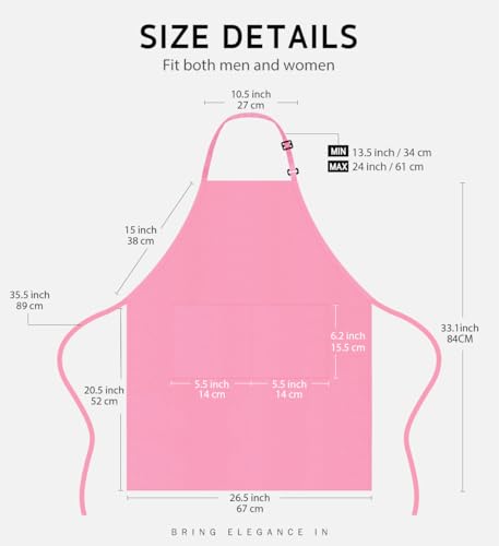 image for Syntus 2 Pack Adjustable Bib Apron Waterdrop Resistant with 2 Pockets 