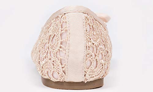 Image of FEVERSOLE Round Toe Lace Ballet Crochet Flats Women's Comfy Breathable Shoes