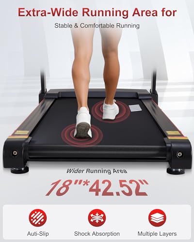 Image of HUAGEED 15% Auto Incline Treadmills for Home, 10 MPH Speed, 3.0 HP Foldable Treadmill, 18 inch Wider Belt, 36 Programs, Running Treadmills for Home with Bluetooth APP