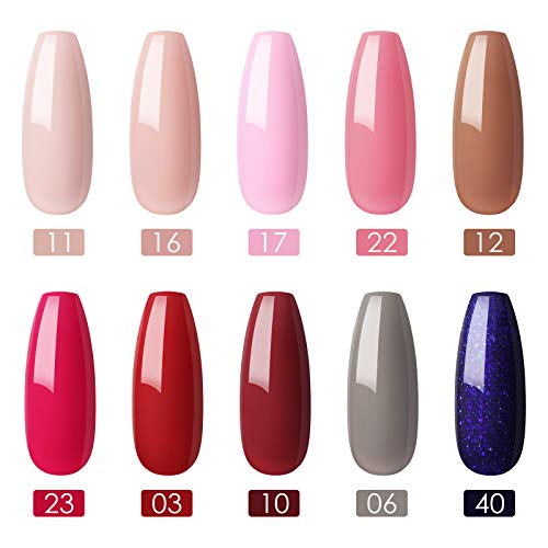 Shelloloh 10pcs UV Nagellack Starterset 10ml Gelnägel Starterset mit 24W UV/LED Nagellampe Gel Nagellack Set für UV… – Bild 3