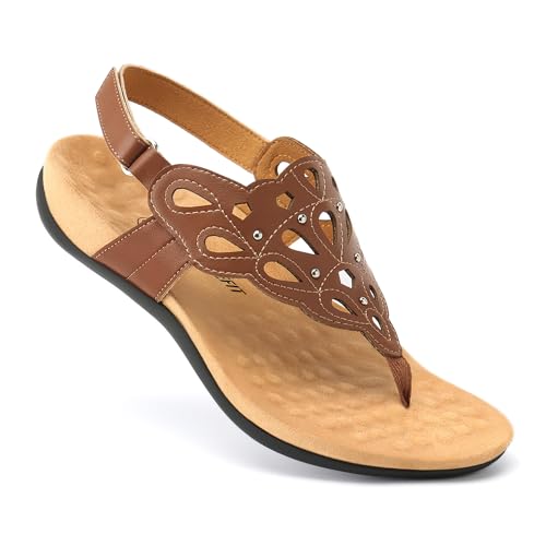 Image of Athlefit Orthopedic Sandals for Women Summer Adjustable Orthotic Thong Sandals with Arch Support