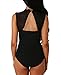 Shawhuwa Womens Sexy Floral Lace High Neck Sleeveless Bodysuit Clubwear (X-Large, Black)