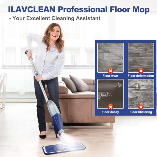 Image of Spray Mop for Floor Cleaning with Refillable Water Tank, 2 Microfiber Pads, 360 Rotating Flat Mop for Wet & Dry Floor Cleaning, Tile, Marble & Wooden Floors