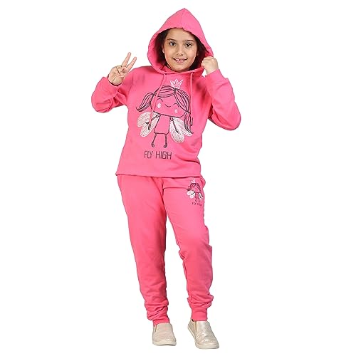 Image of LABEL MY Girls Cotton Loop Knit Full-Sleeve Printed Hoodie Sweatshirt & Joggers Tracksuit | Comfortable and Stylish Coord Set for Kids & Teens| 5-16 Years