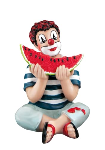 GILDE Gildeclown - Statuetta decorativa con clown 'Summer Snack', con melone, multicolore, altezza 8 cm